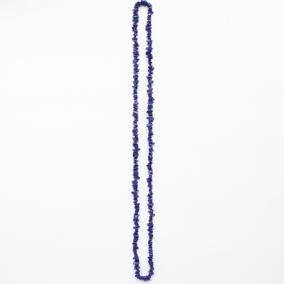 Vintage Lapis Lazuli Nugget Bead Necklace 36” Long Strand - Picture 5 of 5